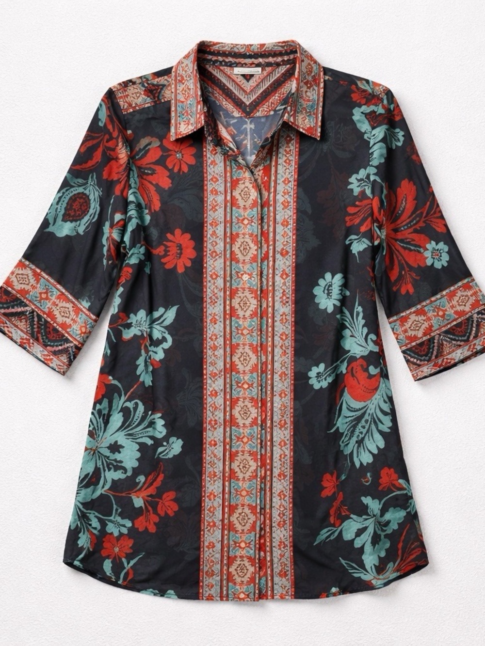 Soft Surroundings Multicolor Geometric Floral Tunic